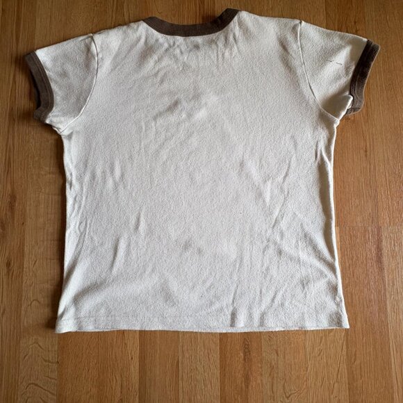 Brandy Melville Women's Cream and Brown Shirt - Picture 2 of 3